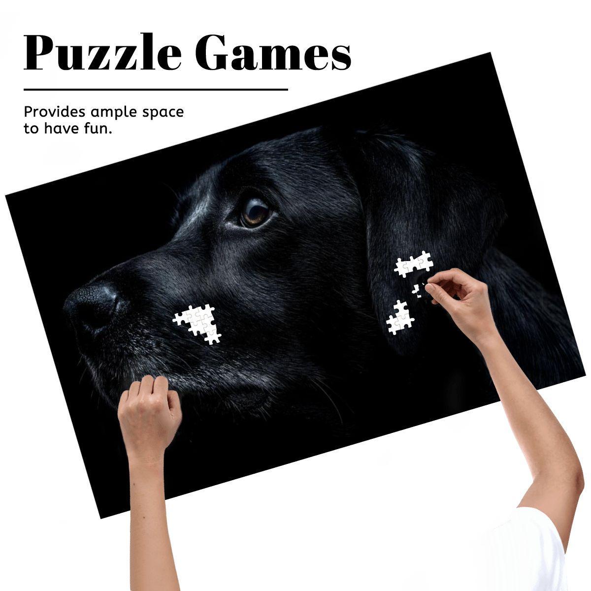 Black Dog Portrait Wooden Jigsaw Puzzle: Moody Fine Art Silhouette
