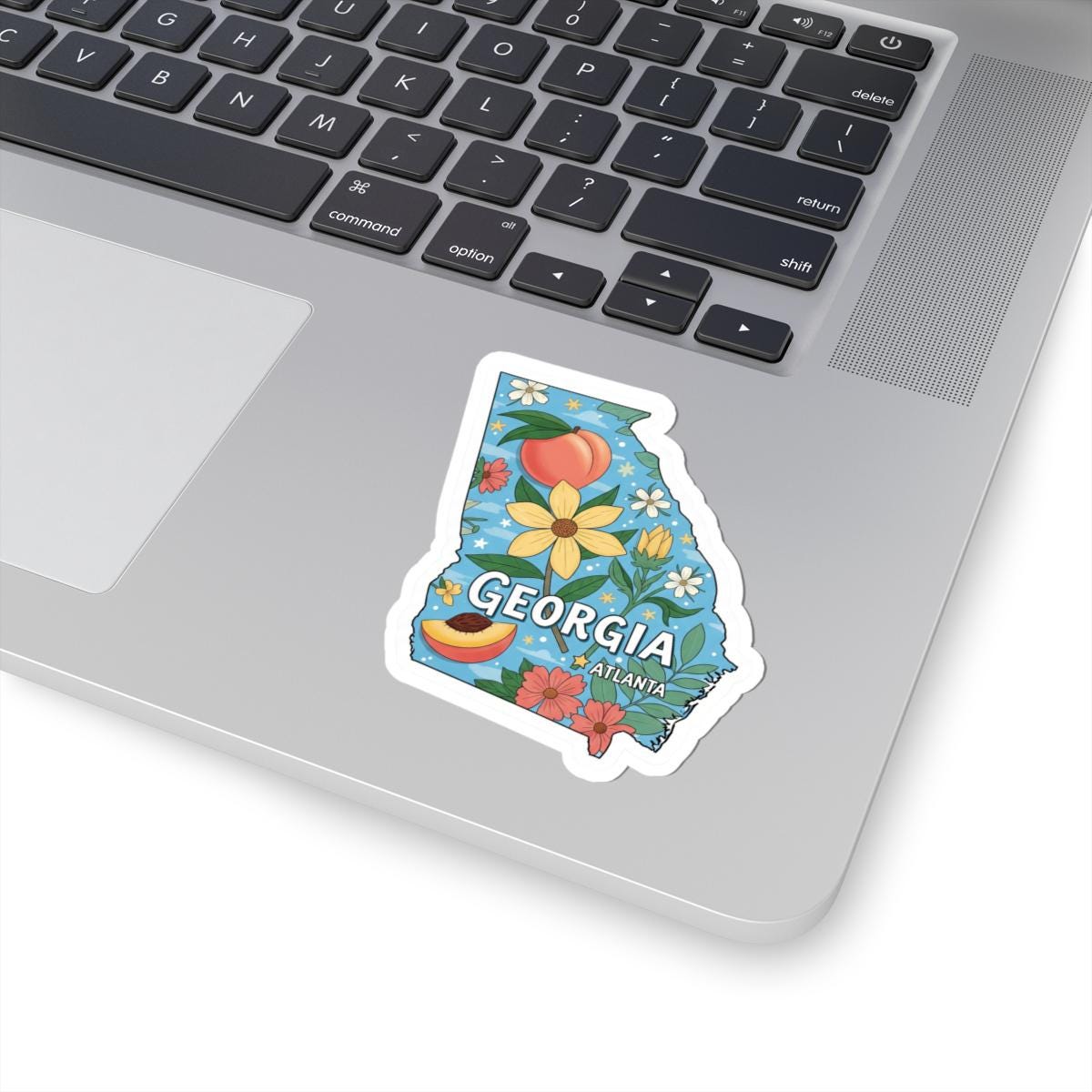 ColorFlow | Georgia Vinyl Sticker | Durable Peach State Decal | Waterproof | Made in USA | Floral Art | Laptop Water Bottle