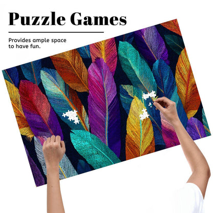 Feather Pattern Jigsaw Puzzle | Vivid Boho Art, Rainbow Colors