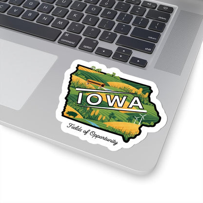 ColorFlow | Iowa Vinyl Sticker | Fields of Opportunity Decal | Waterproof Durable | Made in USA | Farm Art | Laptop Water Bottle