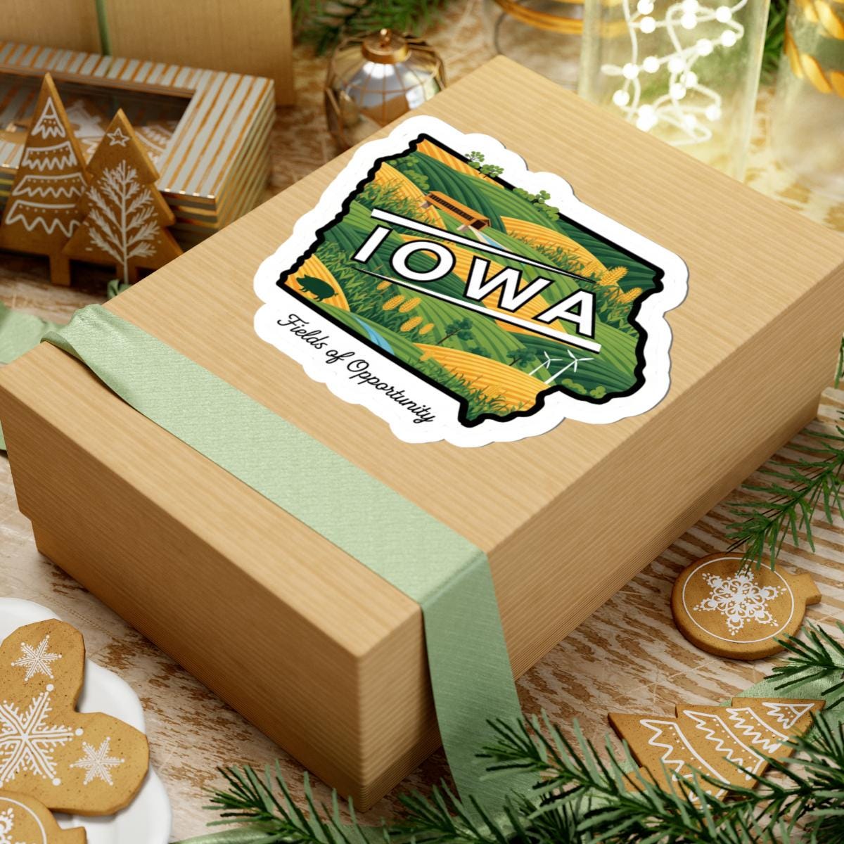 ColorFlow | Iowa Vinyl Sticker | Fields of Opportunity Decal | Waterproof Durable | Made in USA | Farm Art | Laptop Water Bottle