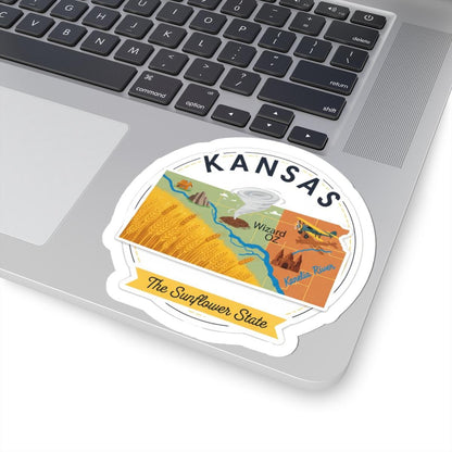 ColorFlow | Kansas Vinyl Sticker | Sunflower State Decal | Waterproof Durable | Made in USA | Wizard Oz Art | Laptop Water Bottle