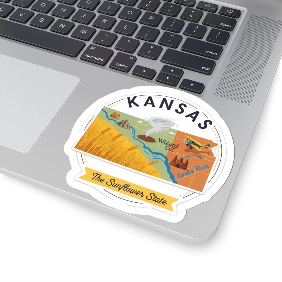 ColorFlow | Kansas Vinyl Sticker | Sunflower State Decal | Waterproof Durable | Made in USA | Wizard Oz Art | Laptop Water Bottle