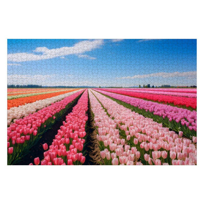 ColorFlow | Tulip Field Puzzle | Bright Floral Landscape Jigsaw | Spring Meadow Art Puzzle | Colorful Garden Puzzle