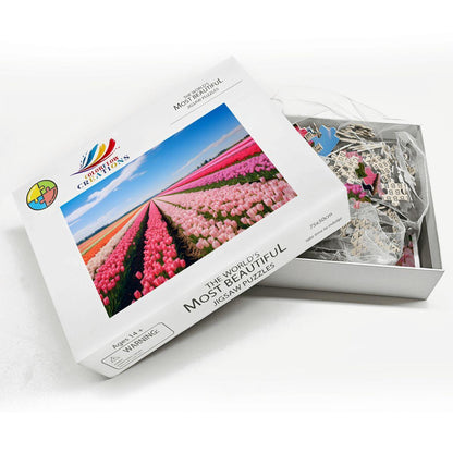 ColorFlow | Tulip Field Puzzle | Bright Floral Landscape Jigsaw | Spring Meadow Art Puzzle | Colorful Garden Puzzle