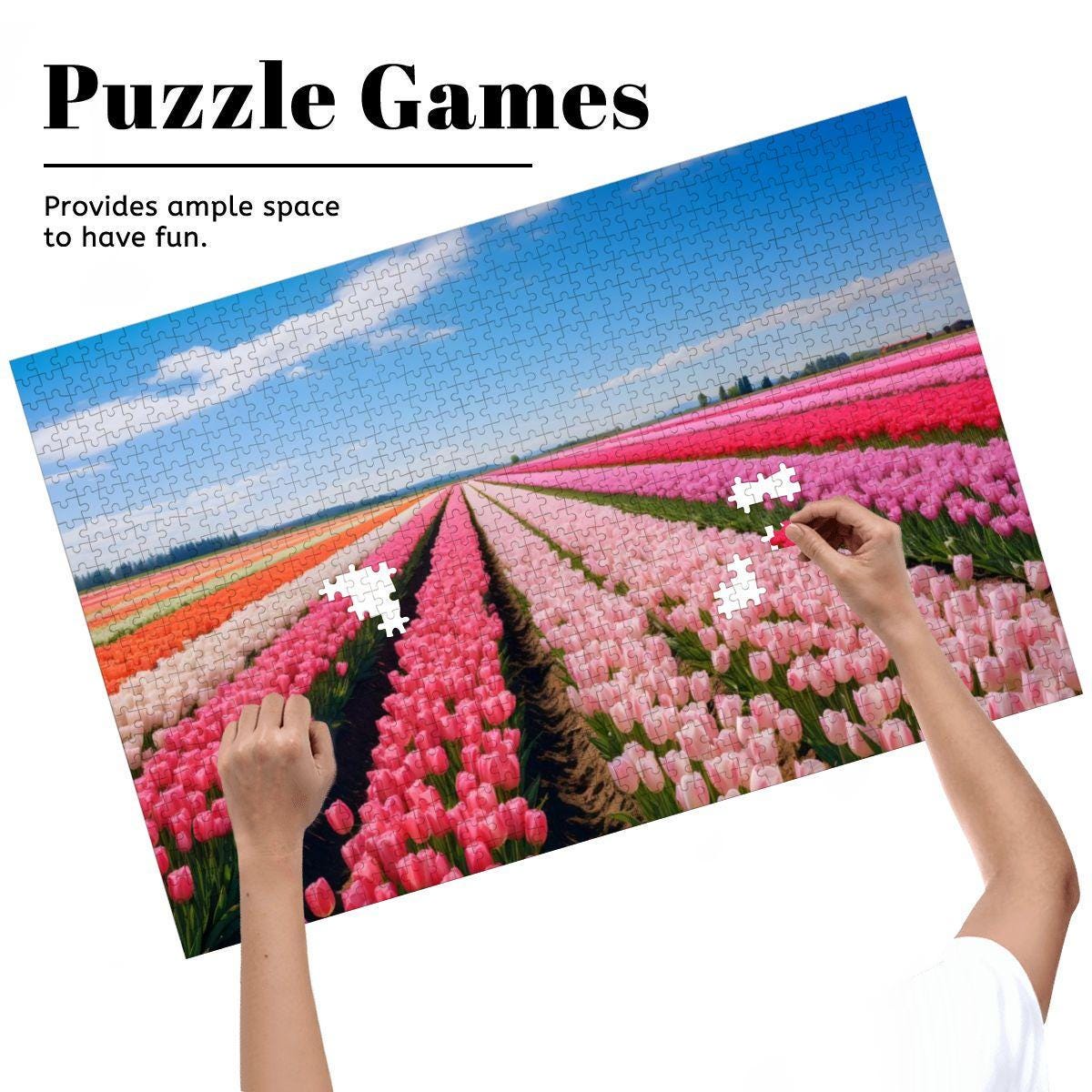 ColorFlow | Tulip Field Puzzle | Bright Floral Landscape Jigsaw | Spring Meadow Art Puzzle | Colorful Garden Puzzle