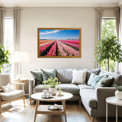 ColorFlow | Tulip Field Puzzle | Bright Floral Landscape Jigsaw | Spring Meadow Art Puzzle | Colorful Garden Puzzle