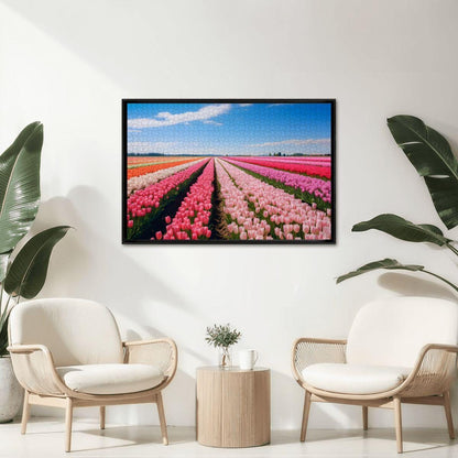 ColorFlow | Tulip Field Puzzle | Bright Floral Landscape Jigsaw | Spring Meadow Art Puzzle | Colorful Garden Puzzle