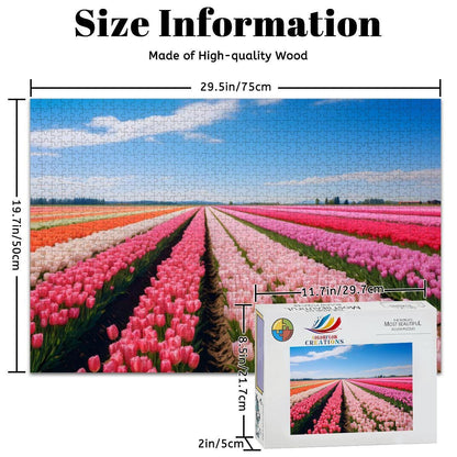 ColorFlow | Tulip Field Puzzle | Bright Floral Landscape Jigsaw | Spring Meadow Art Puzzle | Colorful Garden Puzzle