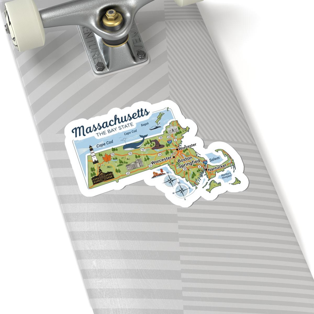 ColorFlow | Massachusetts Vinyl Sticker | Bay State Decal | Waterproof Durable | Made in USA | Boston Art | Laptop Water Bottle