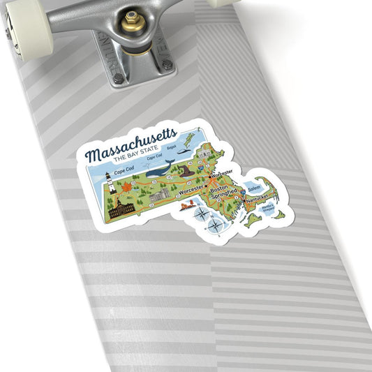ColorFlow | Massachusetts Vinyl Sticker | Bay State Decal | Waterproof Durable | Made in USA | Boston Art | Laptop Water Bottle