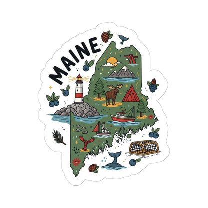 ColorFlow | Maine Vinyl Sticker | Waterproof Durable State Decal | Made in USA | Lobster Lighthouse | Laptop Water Bottle