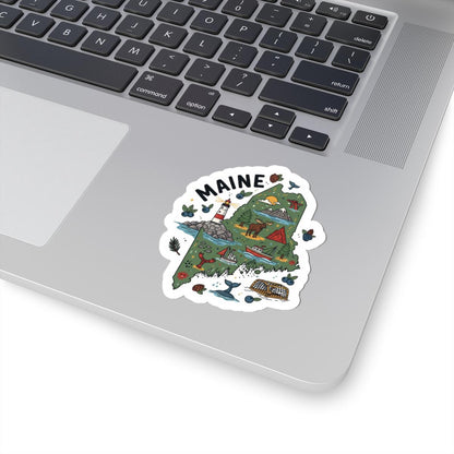 ColorFlow | Maine Vinyl Sticker | Waterproof Durable State Decal | Made in USA | Lobster Lighthouse | Laptop Water Bottle