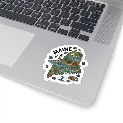 ColorFlow | Maine Vinyl Sticker | Waterproof Durable State Decal | Made in USA | Lobster Lighthouse | Laptop Water Bottle