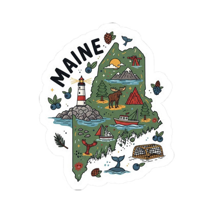 ColorFlow | Maine Vinyl Sticker | Waterproof Durable State Decal | Made in USA | Lobster Lighthouse | Laptop Water Bottle