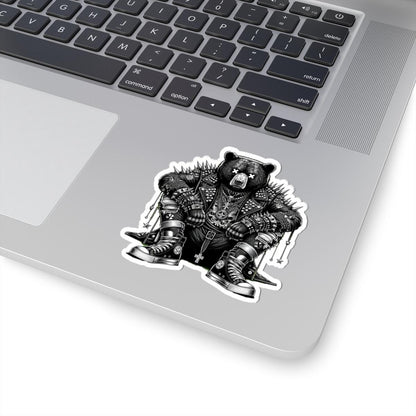 Punk Rock Bear Vinyl Sticker: Gothic Streetwear, Waterproof