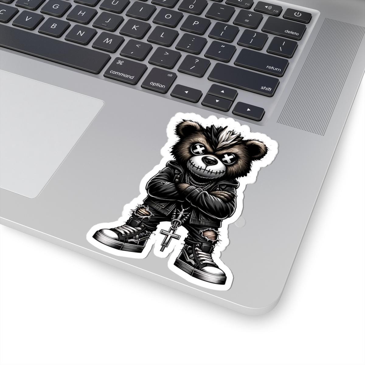 Punk Mohawk Bear Vinyl Sticker: Gothic Gamer Streetwear, Waterproof
