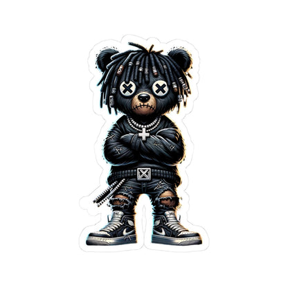 Streetwear Bear Vinyl Sticker: Urban Gothic Gamer Style