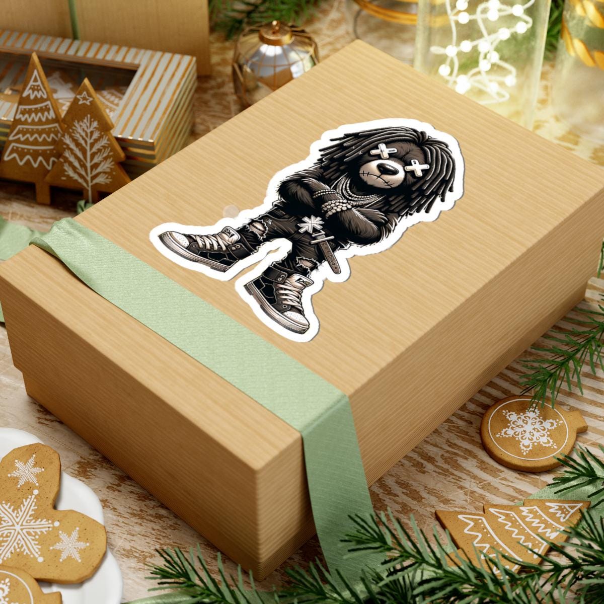 Dreadlock Bear Vinyl Sticker: Urban Streetwear, Gamer Style
