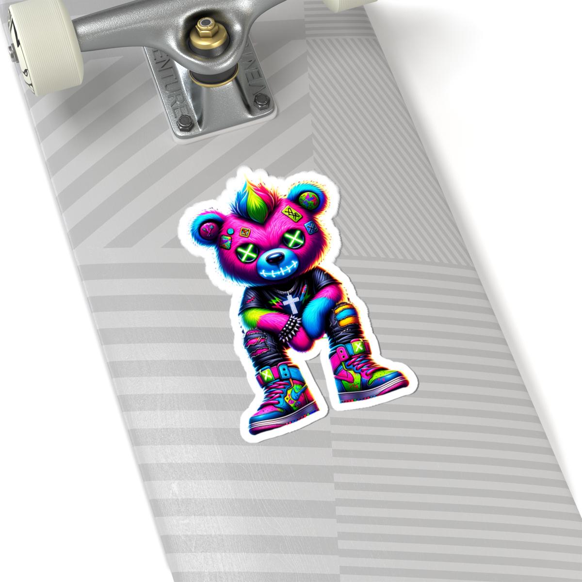 ColorFlow | Neon Rainbow Bear Vinyl Sticker | Graffiti Streetwear Gamer Sticker | Waterproof Glossy or Matte