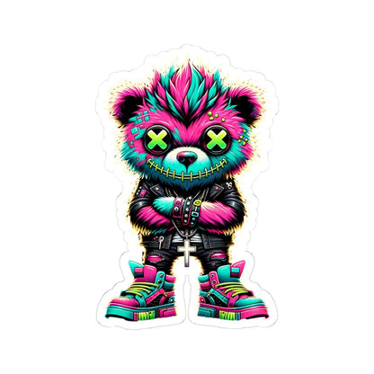 ColorFlow | Neon Cyber Bear Vinyl Sticker | Graffiti Streetwear Gamer Sticker | Waterproof Glossy or Matte