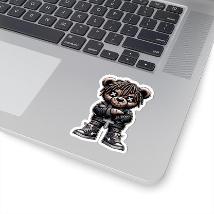 Dreadlock Bear Vinyl Sticker: Gothic Streetwear, Waterproof Laptop Decal
