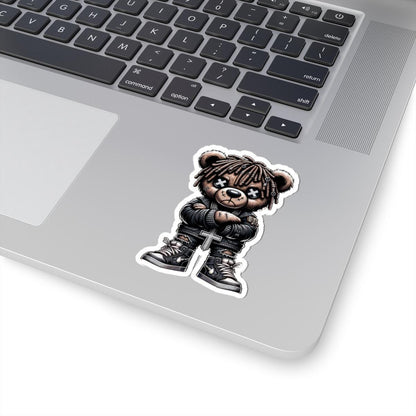 Dreadlock Bear Vinyl Sticker: Gothic Streetwear, Waterproof Laptop Decal