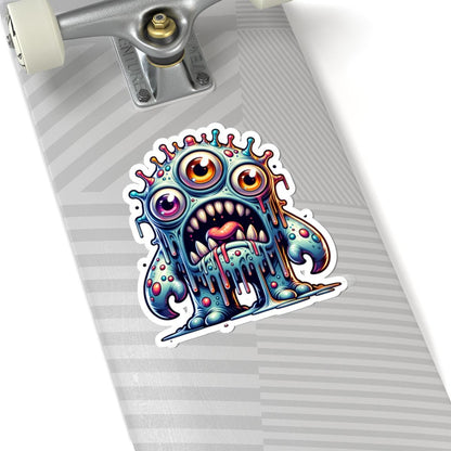 Dripping Three-Eyed Monster Vinyl Sticker: Waterproof Art Decal