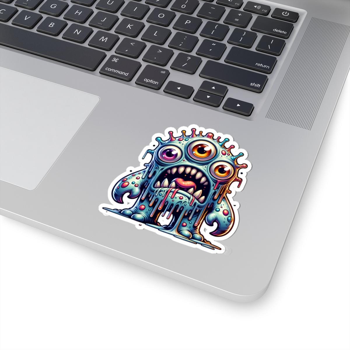 Dripping Three-Eyed Monster Vinyl Sticker: Waterproof Art Decal