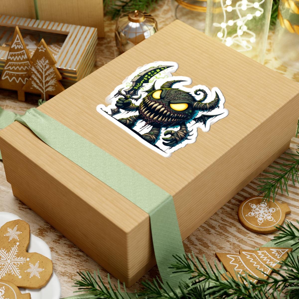 ColorFlow | Stitched Demon Monster Vinyl Sticker | Glowing Sword Art Decal | Unique Collectible | Spooky Fantasy Gift