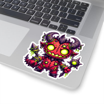 ColorFlow | Neon Red Stitched Demon Monster Vinyl Sticker | Glowing Mace Art Decal | Fantasy Collectible | Unique Gift