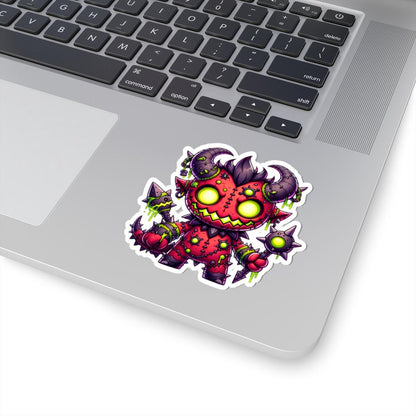 ColorFlow | Neon Red Stitched Demon Monster Vinyl Sticker | Glowing Mace Art Decal | Fantasy Collectible | Unique Gift