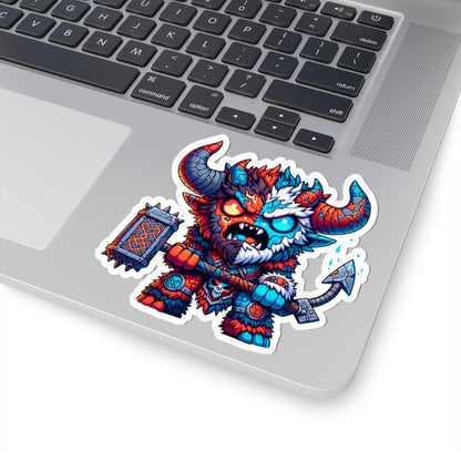 Fire and Ice Beast Vinyl Sticker: Dual Element Fantasy Art Decal