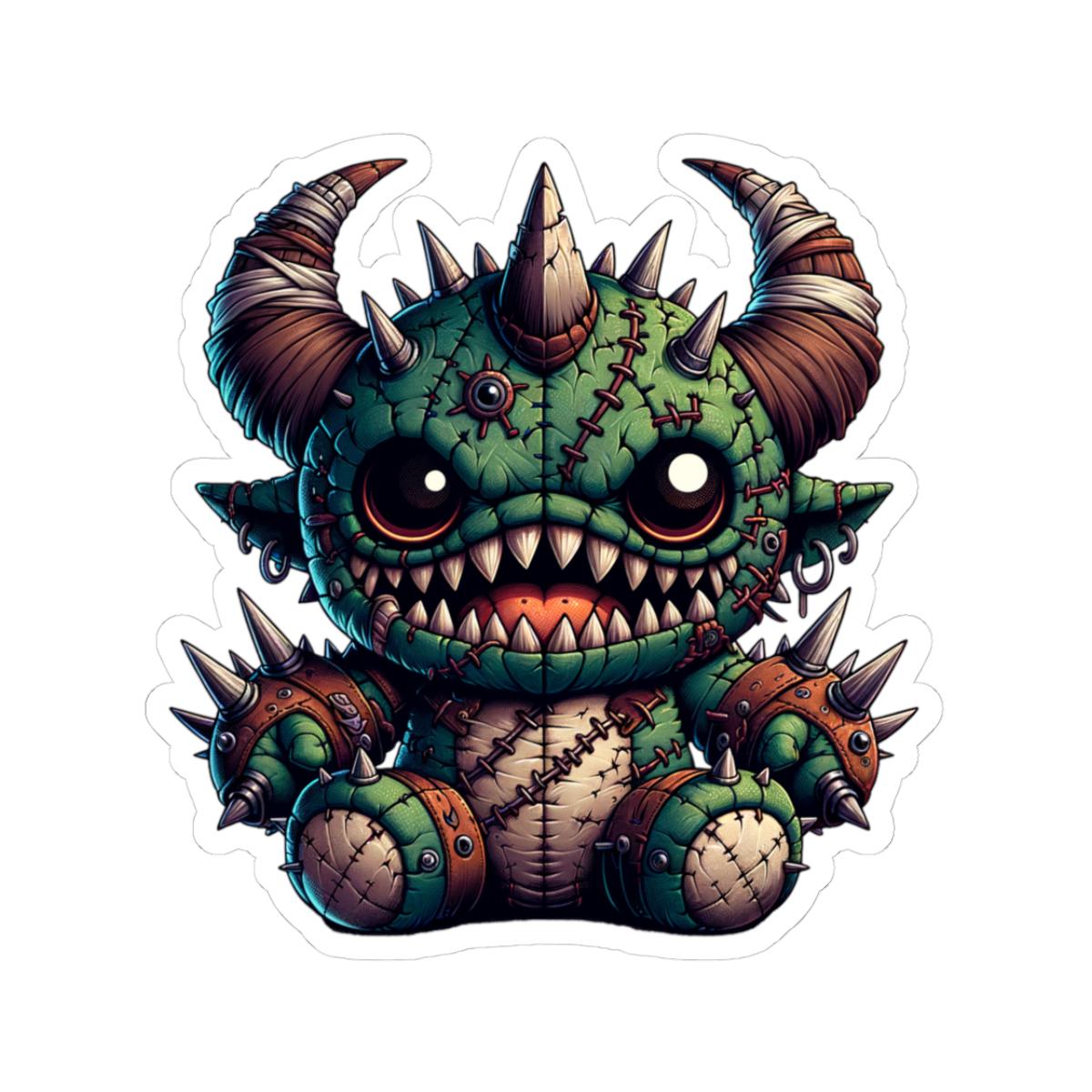 Spiked Plushie Monster Sticker | Green Vinyl Decal Collectible