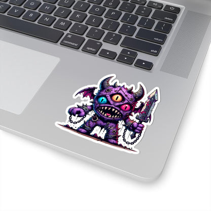 ColorFlow | Purple Three Eyed Demon Monster Vinyl Sticker | Fantasy Art Decal | Unique Collectible | Cool Gift Idea