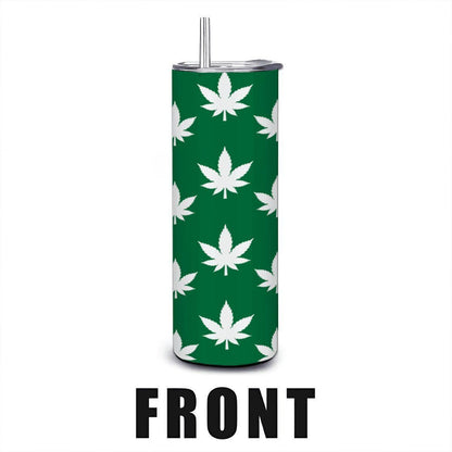ColorFlow | Classic Green Leaf Tumbler 20oz | Cannabis Stainless Steel Cup | Weed Gift for Coffee Lovers