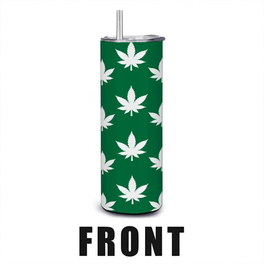 ColorFlow | Classic Green Leaf Tumbler 20oz | Cannabis Stainless Steel Cup | Weed Gift for Coffee Lovers