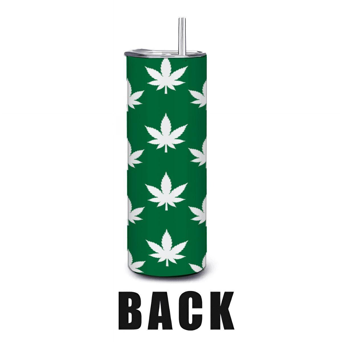 ColorFlow | Classic Green Leaf Tumbler 20oz | Cannabis Stainless Steel Cup | Weed Gift for Coffee Lovers