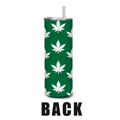 ColorFlow | Classic Green Leaf Tumbler 20oz | Cannabis Stainless Steel Cup | Weed Gift for Coffee Lovers