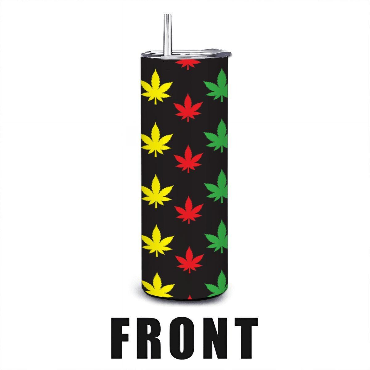 ColorFlow | Rasta Leaf Vibes Tumbler 20oz | Red Yellow Green Cannabis Stainless Steel Cup | Weed Lover Gift