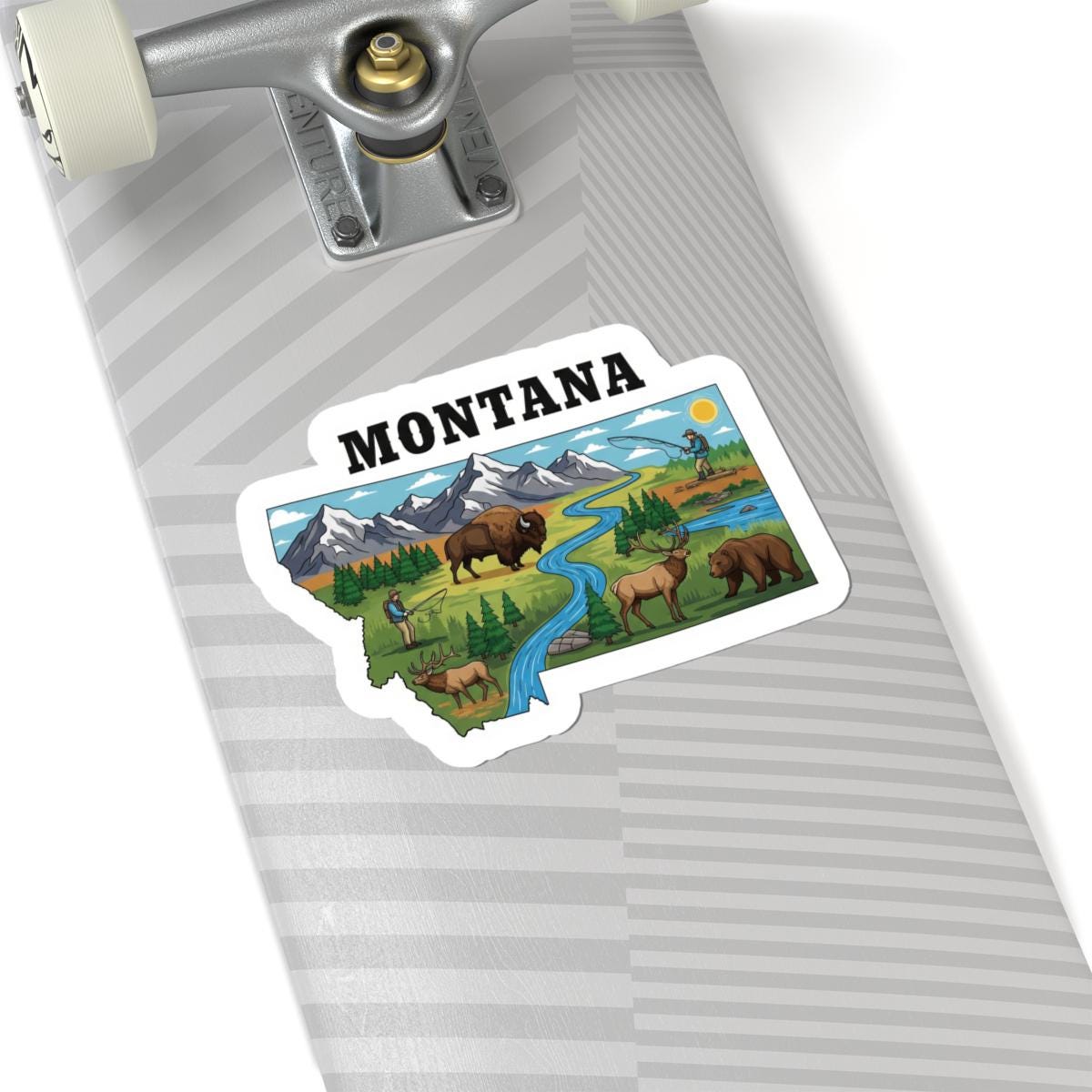 ColorFlow | Montana Vinyl Sticker | Big Sky Country Decal | Waterproof Durable | Made in USA | Bison Art | Laptop Water Bottle