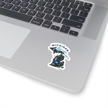 ColorFlow | Michigan Vinyl Sticker | Great Lakes State Decal | Waterproof Durable | Made in USA | Lighthouse Art | Laptop Water Bottle