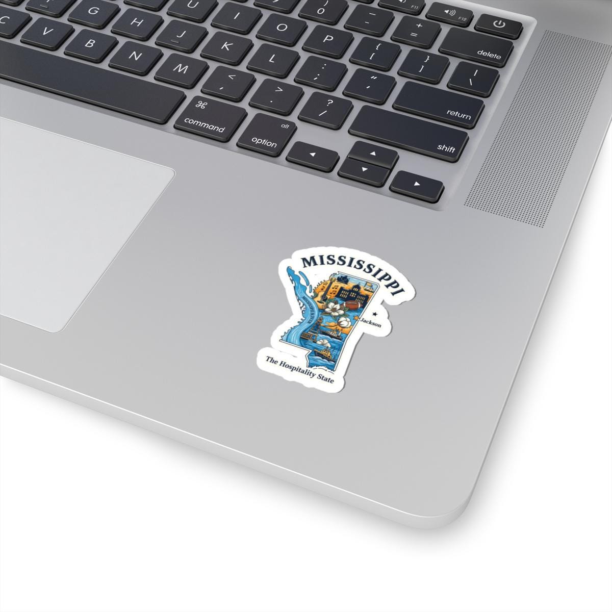 Mississippi Vinyl Sticker: Waterproof State Art Decal - River, Magnolia & Music