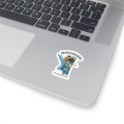 Mississippi Vinyl Sticker: Waterproof State Art Decal - River, Magnolia & Music