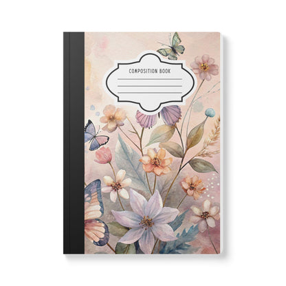 ColorFlow | Pastel Blossom Butterfly Composition Notebook Aesthetic Floral Journal for School Writing and Gifts