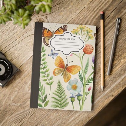 ColorFlow | Golden Garden Butterfly Composition Notebook Floral Aesthetic Journal for Students Writers Office