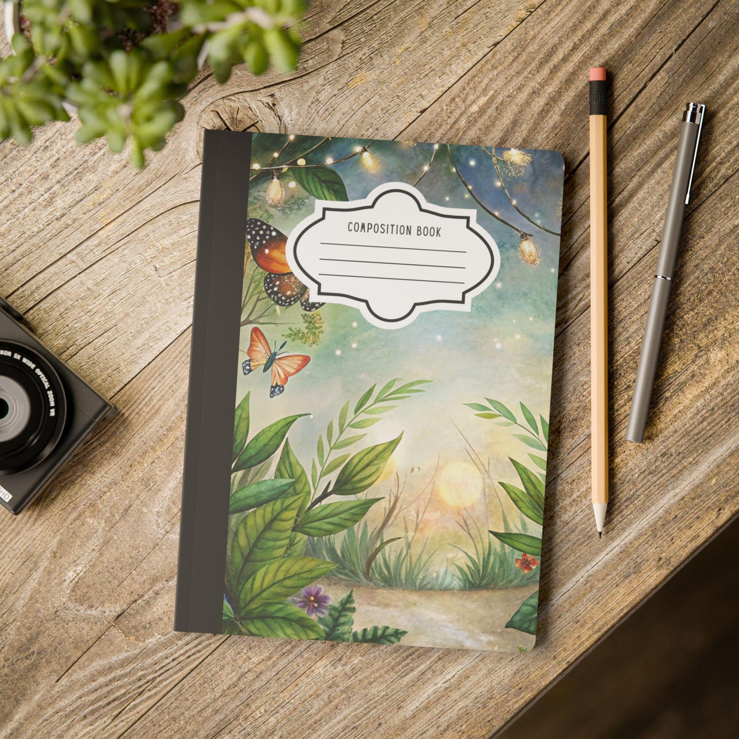 Butterfly Garden Notebook: Floral Artwork, College Ruled