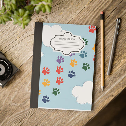 Rainbow Paw Print Composition Notebook: College Ruled or Mini