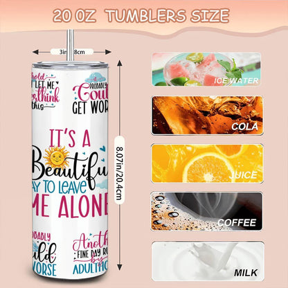 Sarcastic Quote Collage Tumbler: Funny Stainless Steel 20oz Cup