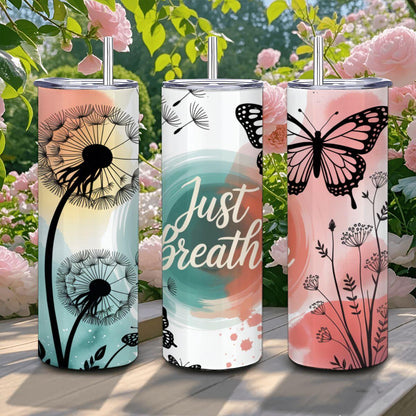 Watercolor Butterfly Tumbler: Stainless Steel 20oz Floral Cup, Inspirational Gift